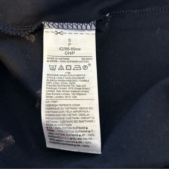 Banana Republic NWT T Shirt Champagne Print‎ Navy Blue Size S - Picture 5 of 5